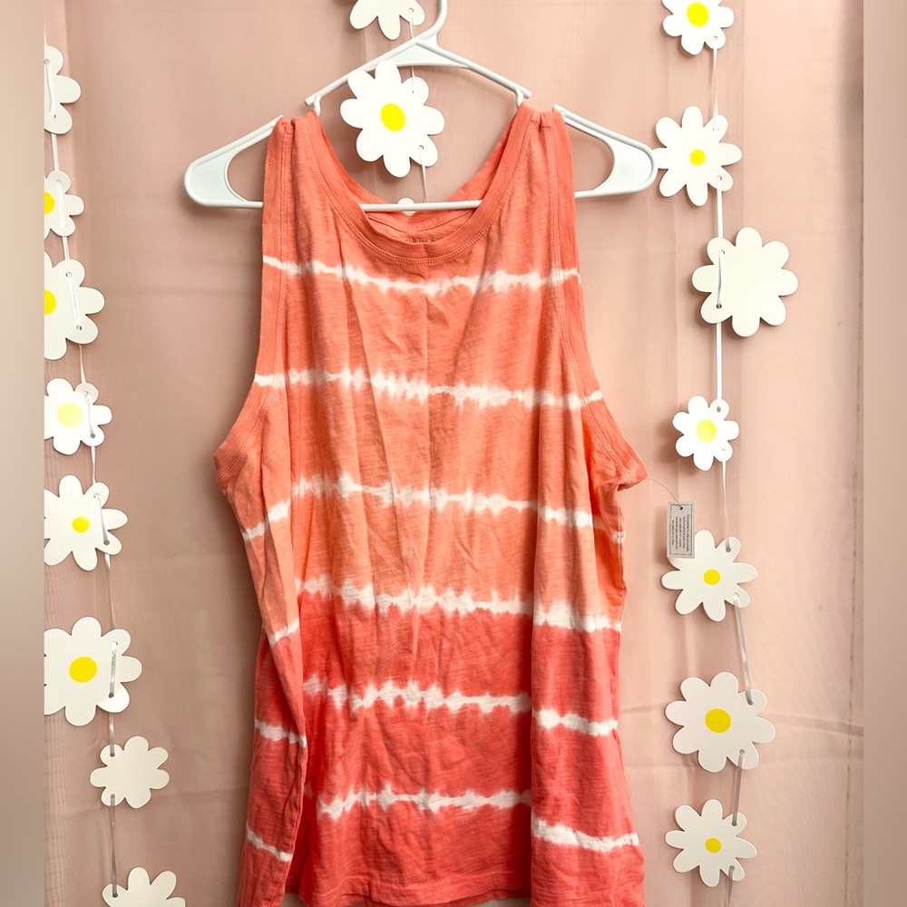 Coral Tie-Dye Sleeveless Top